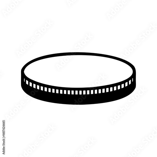 Isolated black and white image of an empty round stage platform