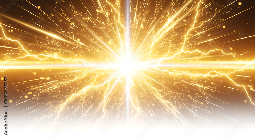 Obraz premium Golden Electric Energy Burst Abstract Background