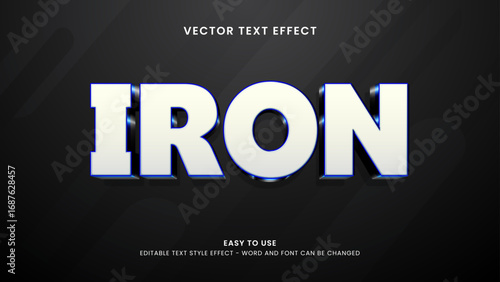 editable text effect iron 3d style premium vector