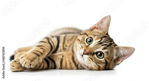 Cute Bengal Kitten with White Background.