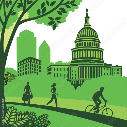 “Civic Engagement in Green Space – Urban Community Vector”