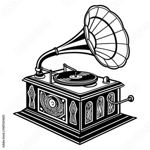 old gramophone isolated