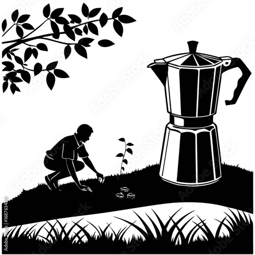 coffee maker and coffee beans