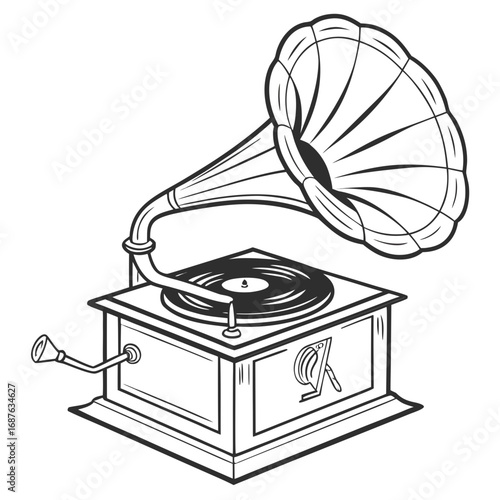 old gramophone isolated