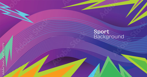 Abstract sport with wave lines background. sharp geometric patterns. purple color