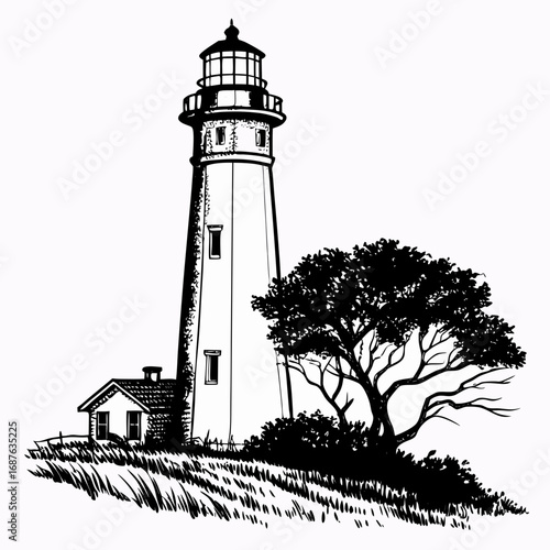 lighthouse silhouette vector illustration