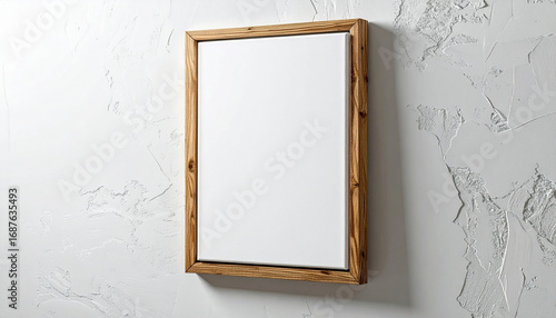 Rustic mirror hanging on textured white wall in minimalist interior