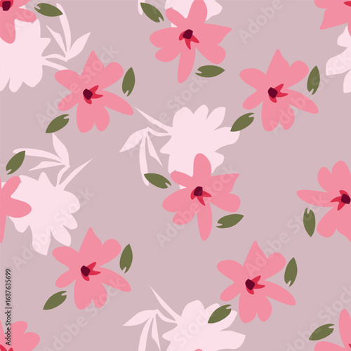 Vintage seamless floral pattern. Liberty style background of small pastel colorful flowers. Small flowers scattered over a white background. Stock vector for printing on surfaces