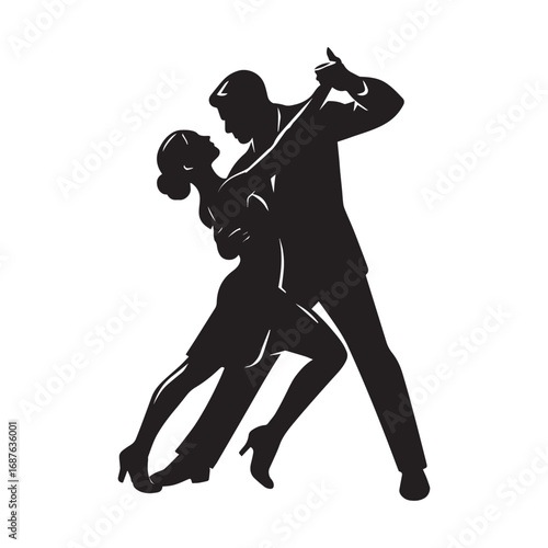Tango dancers embracing passionately couple dancing