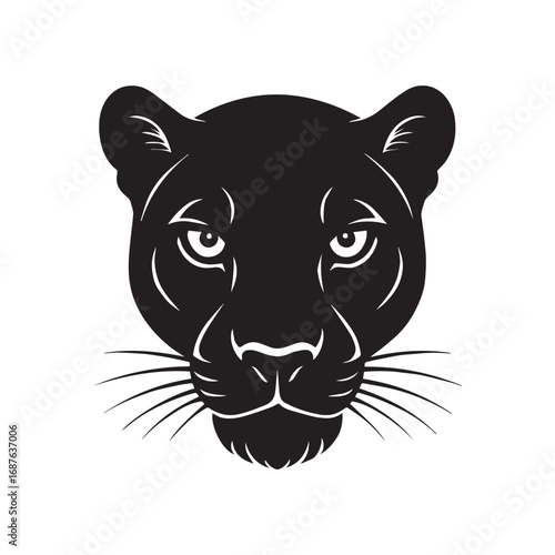 Black panther face with amber eyes big cat feline