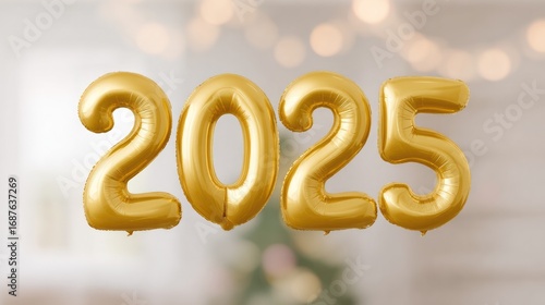 Golden balloons display 2025, symbolizing celebration and new be