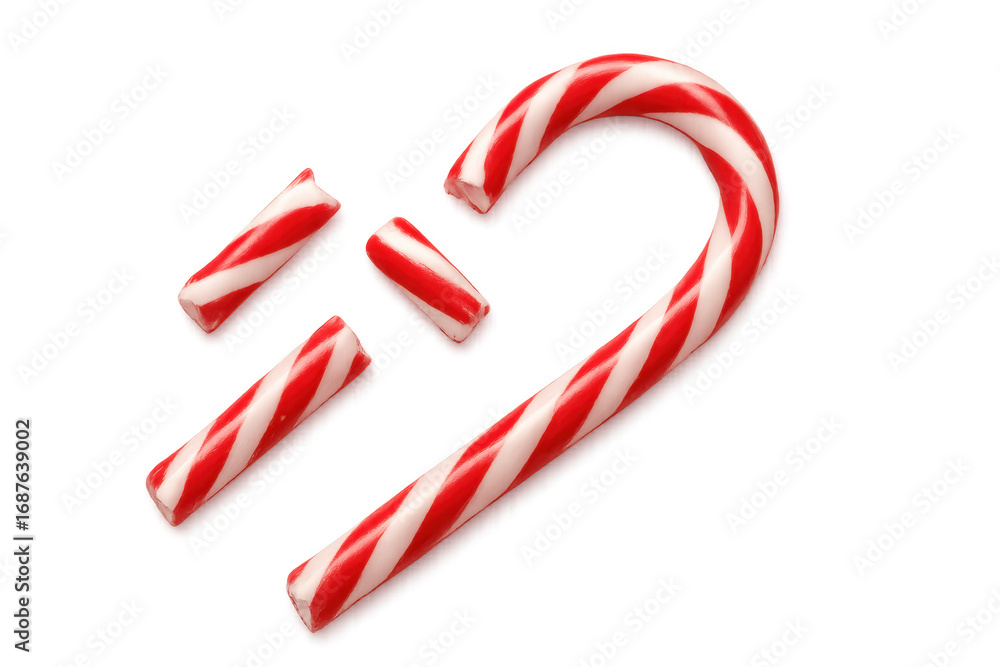 Fototapeta premium Broken candy cane forming heart shape on transparent background