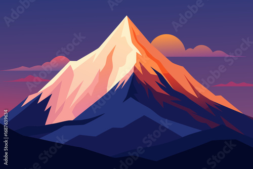 Majestic mountain peak bathed in sunset glow