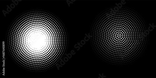 Basic halftone dots effect in black and white color. Halftone effect. Dot halftone. Black white halftone. EPS 10