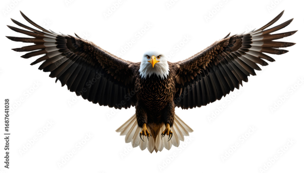 Obraz premium eagle in flight in white transparent png background cutout 
