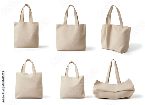 Versatile Beige Canvas Tote Bag: Multiple Views