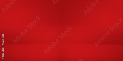 Abstract red gradient background, light and shadow on the backdrop with dimensions, hot tone wall with intense color, horizontal wallpaper.