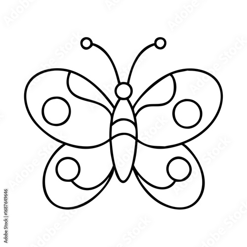 Vector art of whimsical butterfly with dotted wings, ideal for childrens crafts and playful graphic designs for everyone