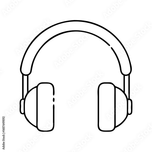 Vector art of headphone icon outline drawing of headset, a device for listening to music vector illustration