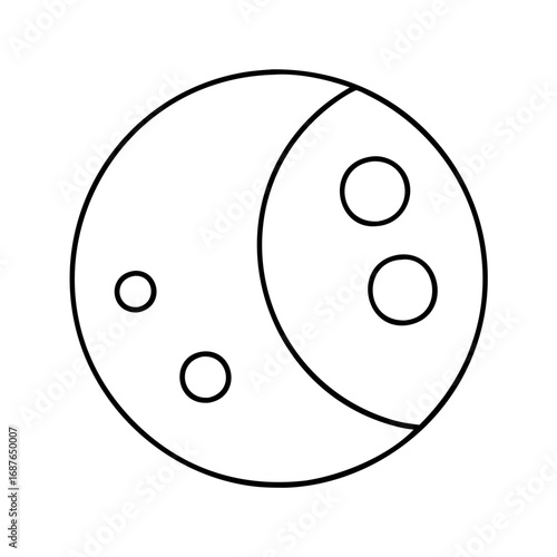Illustration of a celestial body with craters moon in the night sky in minimalist style, simple and clean