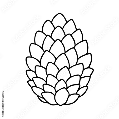 Vector art of pine cone illustration, a simple black outline drawing of a coniferous tree fruit, perfect for nature themed designs