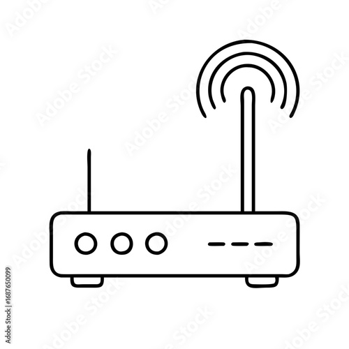 Vector art of wireless router modern communication device for internet connection with antenna in minimalist line style