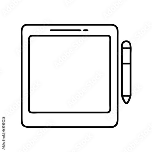 Vector art of drawing tablet with stylus is a digital tool for creating art and designs with precision and ease of use