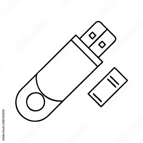 Vector art of usb flash drive vector line icon data storage device, memory stick, portable drive digital technology concept
