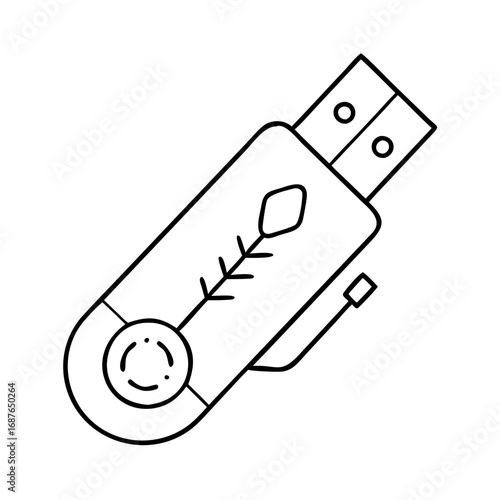 Vector art of usb flash drive vector line icon data storage device, memory stick, portable drive digital technology concept