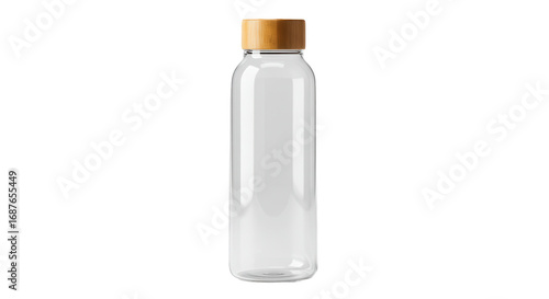 Reusable glass water bottle isolated on transparent background