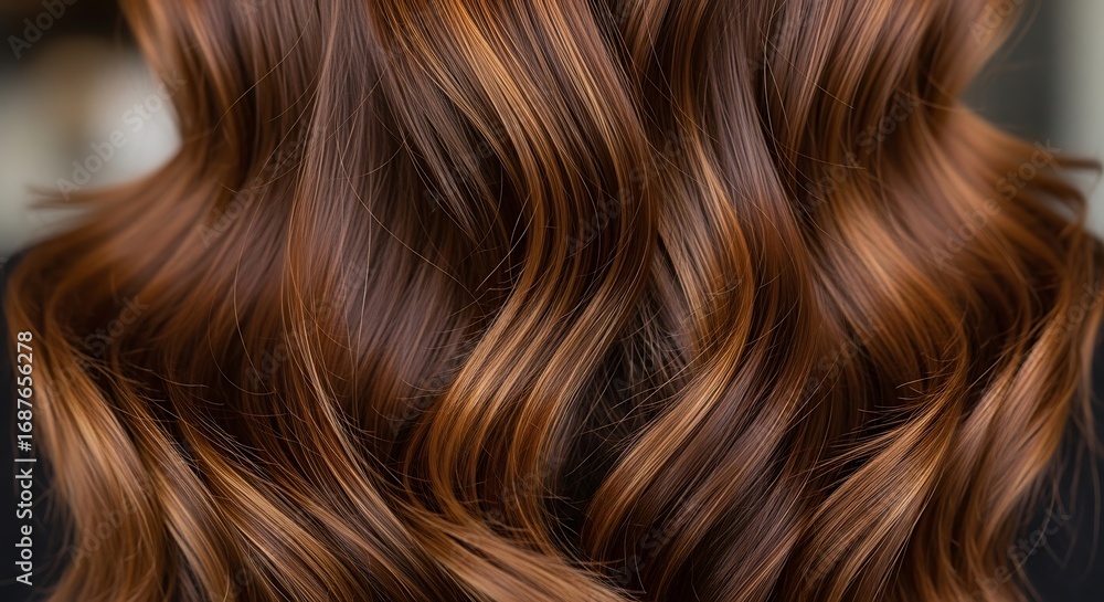 Naklejka premium Wavy Brown Hair Texture Closeup.