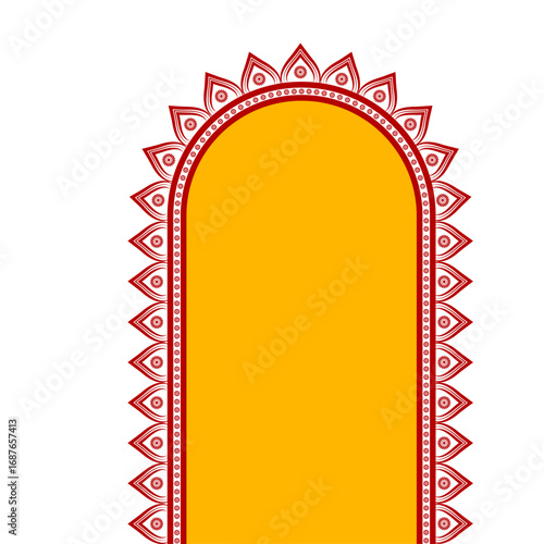 Durga Puja Decorative Red And Yellow Frame Arch