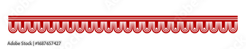 Durga Puja decorative border; a traditional red Bengali design element inspired by Chalchitra and Alpona art for creating seamless patterns and dividers