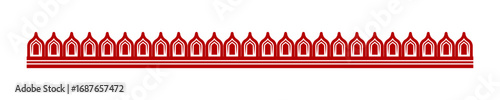 Durga Puja decorative border; a traditional red Bengali design element inspired by Chalchitra and Alpona art for creating seamless patterns and dividers