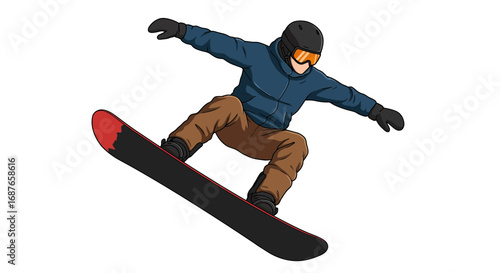 snowboarder jumping on a snowboard