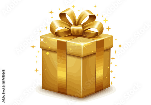 golden gift box with ribbon