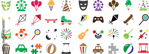 Carnival and party icons collection Ferris wheel
