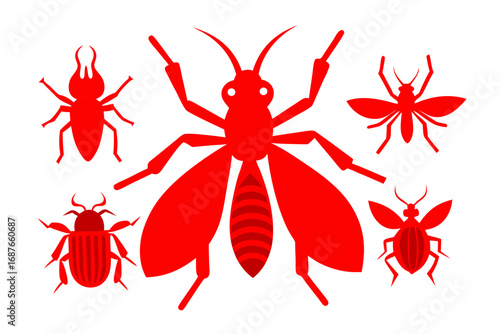set of red insects