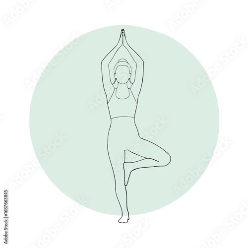 Yoga Pose Line Art Illustration