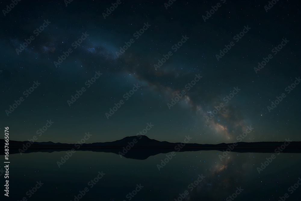 Fototapeta premium Milky Way Reflection over Still Lake