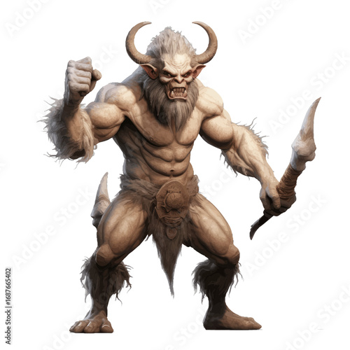 satyr with sharp weapon