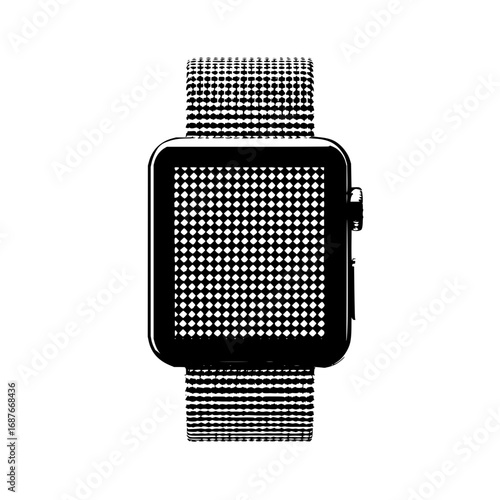 Black and white smart watch wearable technology wrist device tech gadget digital accessory time piece product