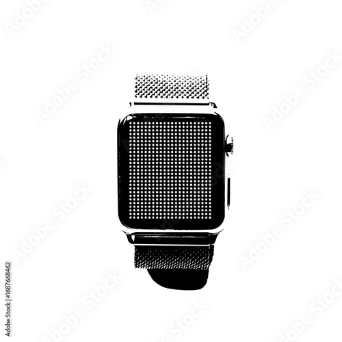 Smartwatch black and white digital technology wearable device wrist accessory timekeeping modern design gadget 100