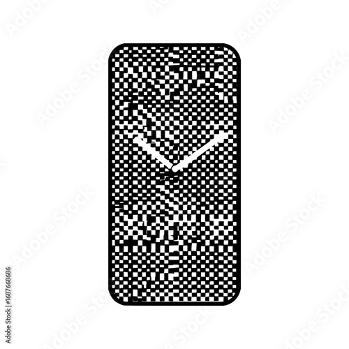 Vector graphic of a digital clock with checkered pattern for timekeeping and modern design concepts
