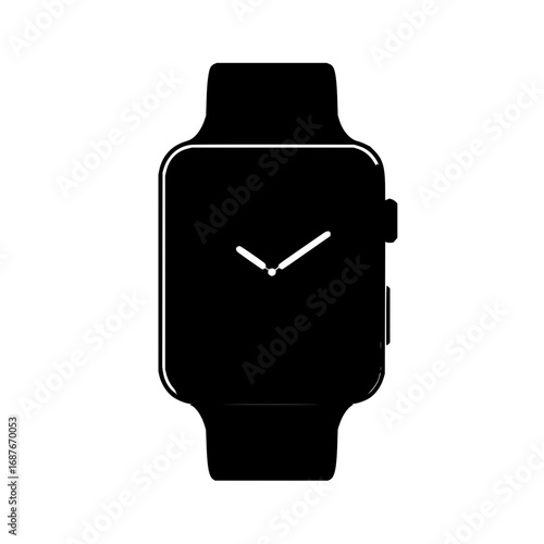 Smartwatch vector graphic black silhouette for wearable technology and modern digital timekeeping device design