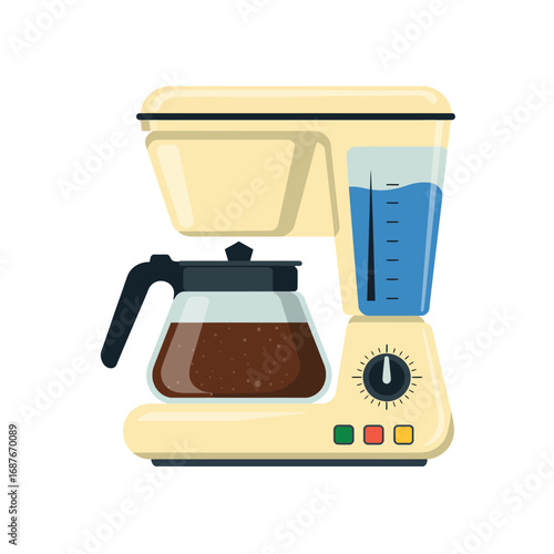 Retro style coffee maker with carafe and water reservoir