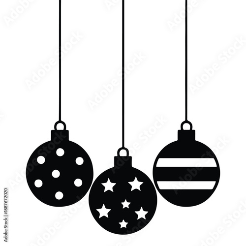 Set of Hanging Christmas Tree Ornaments for Holiday Decoration Designs