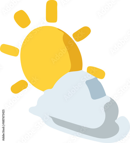 Illustration of a sun partially obscured by a cloud, representing partly cloudy weather.