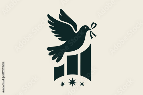 A patriot day emblem featuring stars and stripes in a shield with a banner that says patriot day