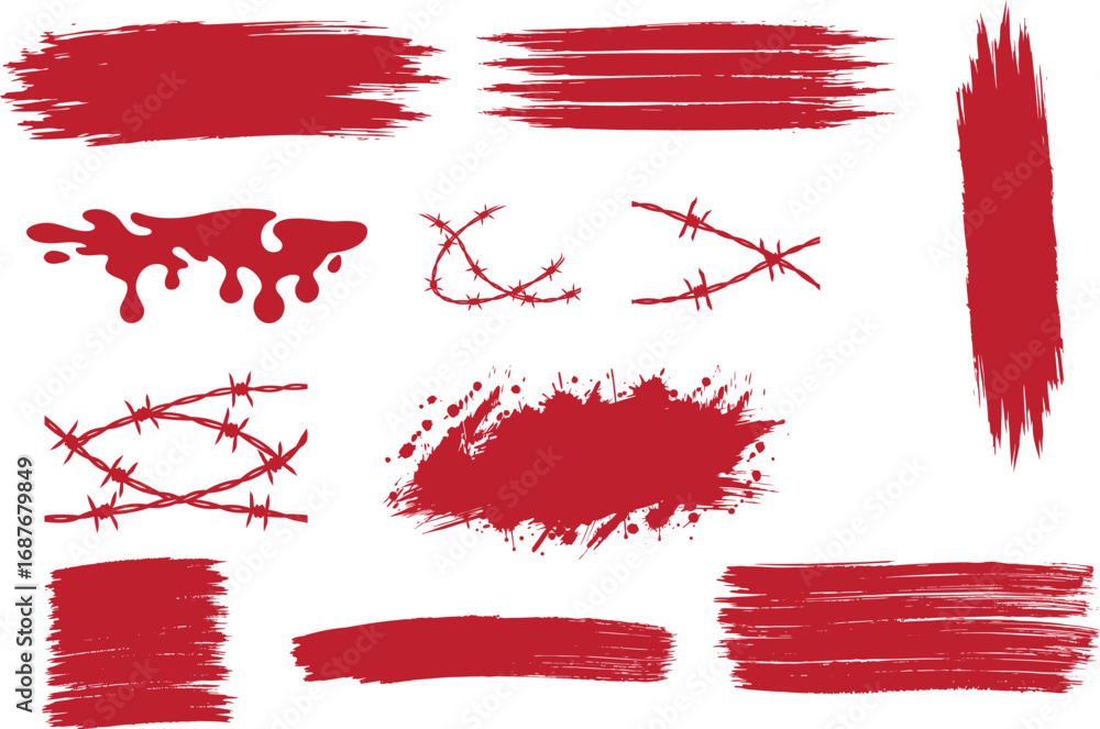 Red blood splatter isolated collection background for Crime and Horror Design Elements. Dirty collection of paint splatter imitating blood, cut marks, splashes, drops, blots, spray. Isolated Red blood splatter isolated collection background for Crime and Horror Design Elements. Dirty collection of paint splatter imitating blood, cut marks, splashes, drops, blots, spray. Isolated